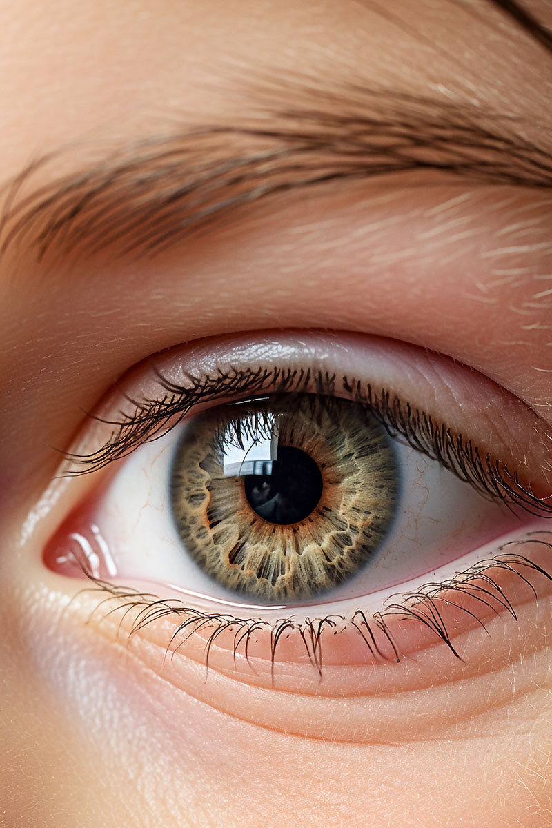 Beautiful female green colored left eye