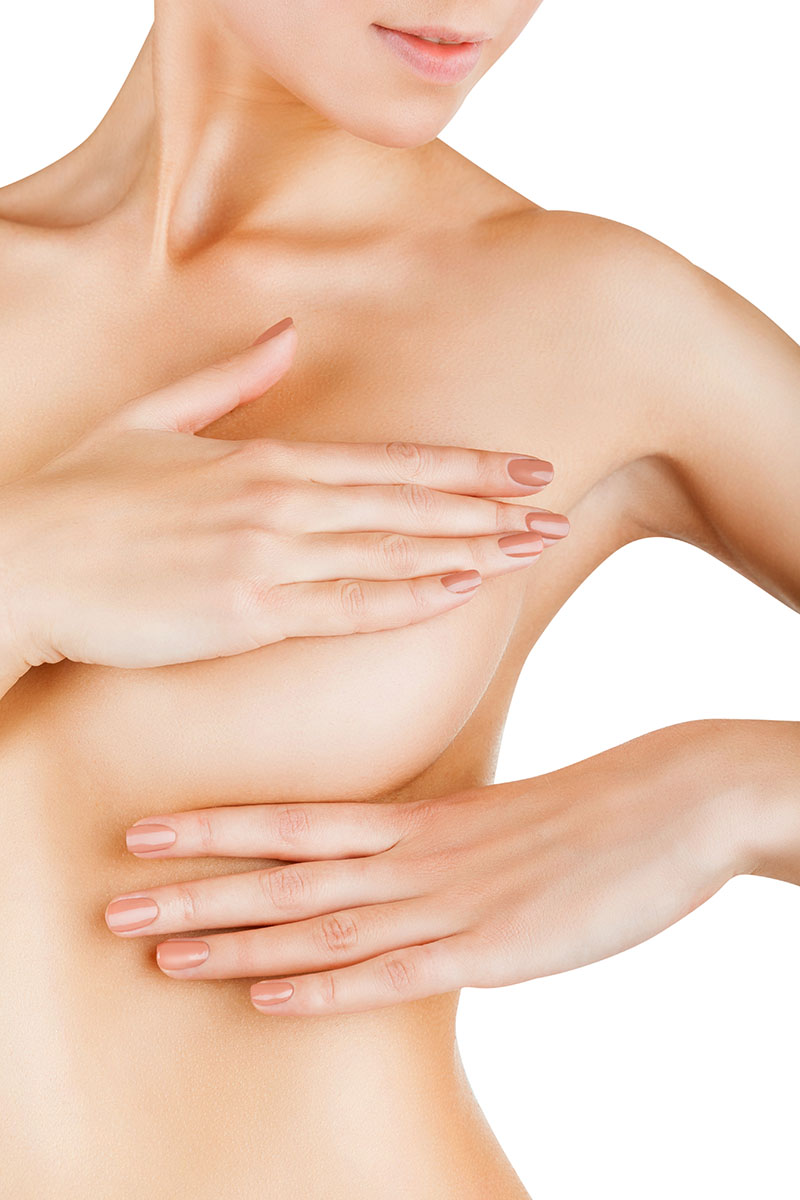 Female controlling breast
