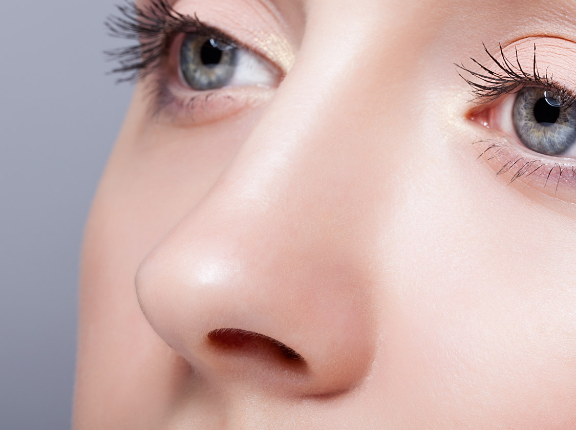 female eye zone and brows with day makeup